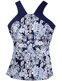 Lavand - Top estampado azul escote tipo halter