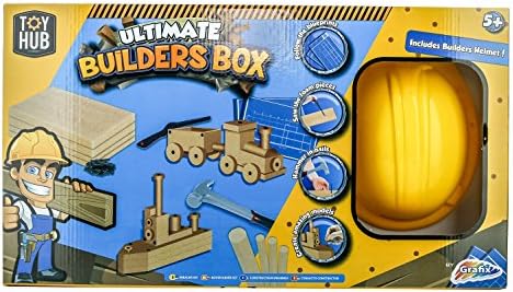 Ultimate Pretend Play Firefighter's Set and Builders Set - 9 Piece Set - Includes Helmet and Tools - Best Gift For Boys this Christmas (Builders Box - Blue)