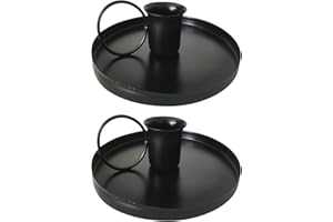 GANQUER 2Pcs Iron Candlestick Holder Metal Taper Candle Holder Single Head Candlestick Holder Stand Retro Chamberstick Holder Christmas Candle Stick Simple Table Decoration for Wedding Dinning Bar, Black