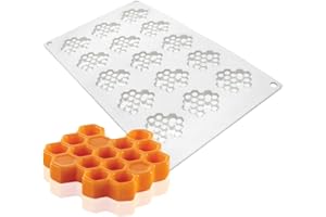 TUKE Moldes de silicona con 15 cavidades para chocolate, panal, abeja, fondant, molde para hornear y cocina, pasteles y magdalenas