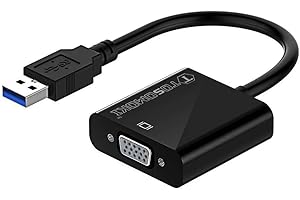 Tosomoki - USB to VGA Converter, RGBS 1080P USB to VGA Video Graphic Card Display External Cable Converter for PC Laptop Windows XP 7/8/8.1/10, Desktop, Laptop, PC, Monitor
