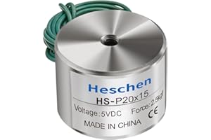 Heschen Electromagnet Magnet Solenoid, P20/15, OD: 20mm, DC 5V, 2.5Kg/5.5lb