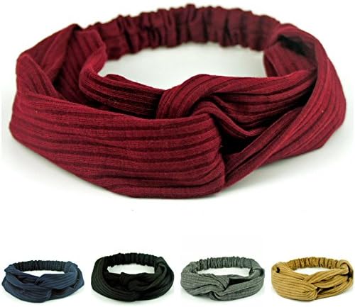 Girls Ladies Wire Headband Hair Fashion Accessory 4 Pack Headbands Vintage Elastic Head Wrap Stretchy Solid Color Criss Hairband for Women