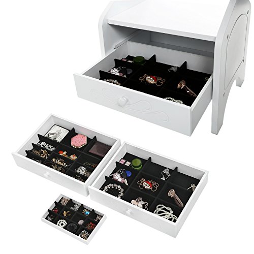 Songmics Schmuckschrank abschließbar mit LED Beleuchtung mit Blumen-Ornamenten weiß JBC26W - 6