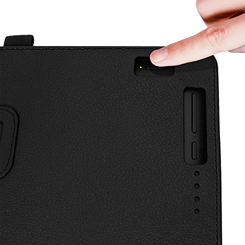 igadgitz Schwarz PU Ledertasche Hülle Folie für Asus Transformer Book T200TA 11.6 Zoll mit Multi-Winkel Betrachtungs + Auto Sleep/Wake + Stylus-Stift Elastischen Halter + Displayschutzfolie - 6