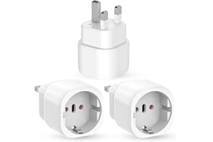 VECBMN 3 Pièces Adaptateur Prise Anglaise, Prise Anglaise Adaptateur Francais, Adaptateur de Voyage France vers UK, Adaptateur Voyage pour Irlande, Angleterre, Ecosse, Dubaï, Malte, Adaptateur Type G (Blanc)