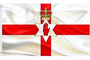 SECOND AVE GIFT COMPANY Second Ave Northern Ireland Flag 5ft X 3ft Large With Brass Eyelets Irish National Hand of Ulster Banner Flag