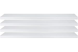 eSituro Juego de 4X Balda Flotante de Pared, Estanteria de Pared Blanca, Estanteria Flotante de Pared, Estante de Almacenamiento para Salón, Cocina y Dormitorio, MDF, 110x22,9x3,8 cm