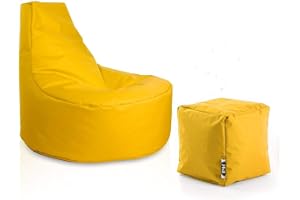 PATCH HOME Gamer fåtölj inkl. kub bönpåse set Ø 75 cm, 30 cm sitthöjd, 80 cm höjd 35 x 35 cm kub