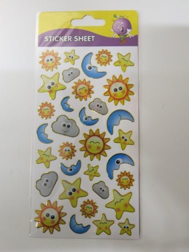 Purple peach sticker sheet - sun moon & stars (suns moons stars)
