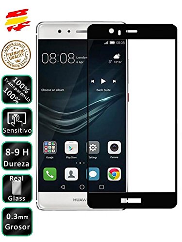 Protector de Pantalla Cristal Templado Curvo 3D para Huawei P9 Plus Negro - Movilrey