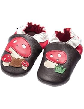 Jinwood - mushroom brown - mini shoes - Pilze - Hausschuhe - Lederpuschen - Krabbelschuhe - by amsomo