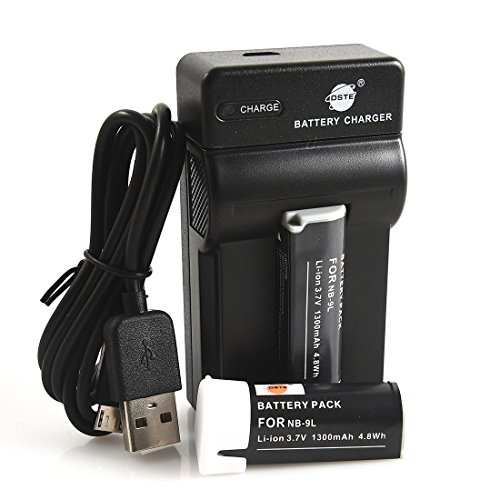 DSTE NB-9L Li-ion Batterie  2-Pack  et chargeur USB costume pour Canon PowerShot N  ELPH 510 HS  ELPH 520 HS  ELPH 530 HS  SD4500 IS