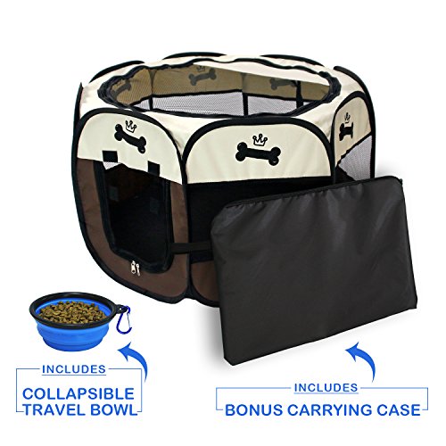 YOOBE Pet Portable Plegable Plegable Valla de Transporte y Recipiente de Viaje Plegable | Uso Interior/Exterior | Impermeable | Parasol extraíble | Perro/Gato/Conejo (Medio(95 x 95 x 57cm))