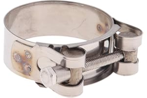 Asudaro Collier de tuyau d'échappement, Collier d'échappement de moto Universal Duty en acier inoxydable Turbo Collier de serrage de bande d'échappement Silencieux Pinces d'échappement à bande étroite