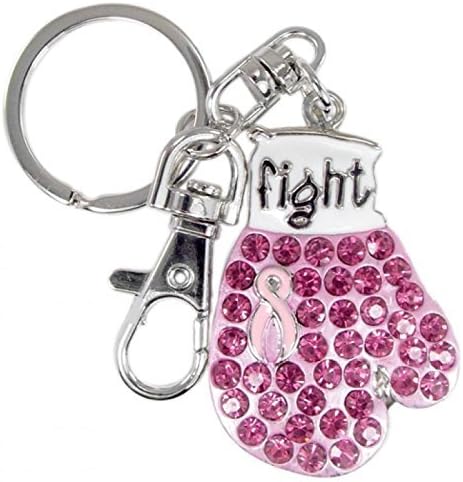 Fight Against Breast Cancer Boxing Glove Pink Ribbon Keychain by New Dimensions