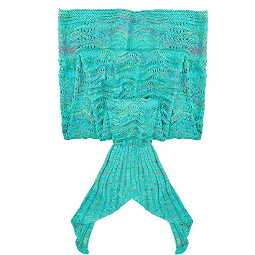 Meerjungfrau Decke, Handgemachte häkeln meerjungfrau flosse decke für Erwachsene, Mermaid Blanket alle Jahreszeiten Schlafsack Für Erwachsene, Klimaanlage Schlafsack (Grün) - 4