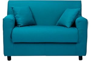 Liberoshopping Divano sfoderabile 2 posti in tessuto imbottito con braccioli larghezza 124 cm (Turchese)