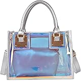 Sac Bandoulière Laser Brillant Petit Sac à Main Carré Sac à Main Transparent pour Femme
