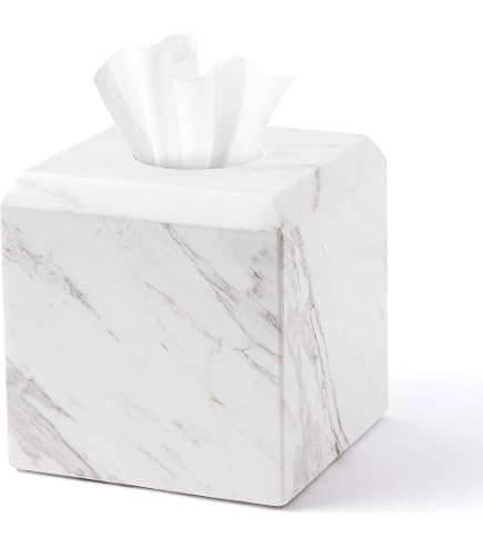 WORHE Récipient en marbre, récipient en marbre avec couvercle, organisateur de vanité de salle de bain, adapté pour ranger les éponges de maquillage et les sels de bain, idéal pour les accessoires