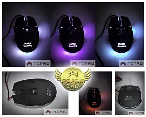 Mars Gaming MM116 - Rat  n Gaming para PC  3200 dpi  Sensor   ptico Profesional  iluminaci  n 7 Colores RGB Flow  6 Botones Gaming  ambidiestro  ergon  mico  Conector USB   Color Negro