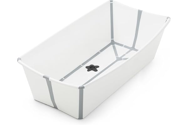 Stokke Flexi Bath X-Large, Blanc - Spacieuse Baignoire bébé pliable - Légère & facile à ranger - Pratique à utiliser à la maison ou en voyage - Idéale pour les enfants de 0 à 6 ans