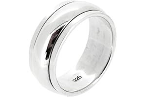 TreasureBay Anillo de plata de ley 925 para hombre de 8 mm de ancho, anillo de meditación y alivio del estrés, disponible en tamaños: R - Z