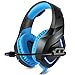 Produktbild Wokee Onikuma PC Gaming Headset für PS4 XBOX One, 3,5 mm Stereo USB LED Kopfhörer mit Omnidirektionalem Mikrofon, Lautstärkeregler für Computer Laptop Mac PlayStation 4 blau und rot (Blau)
