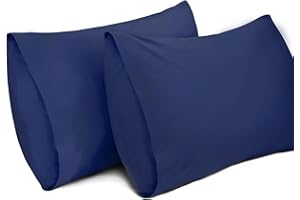 Lirex 2-Pack Federe per Cuscini, 100% Cotone Traspirante Federe Pillow Covers, 50 x 70 cm, Blu scuro