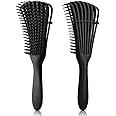 Gleva Detangler Brush for Natural Curly Hair, Wet & Dry, Removes Knots, Pain Free, Leaves Hair Smooth & Shiny | The Pain Free Knot Detangler (Black)
