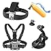 Produktbild Rosyxandy Sport Kamera Zubehör Bundle Kits - Zubehör Brustgurt + Schwimmende Halterung + Handschlaufe + Auto Saugnapf für GoPro Hero 5/4/3 + 2/1 WiFi Unterwasser Kamera