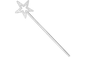 LONURYA Fairy Wand Magic Star for Children - Shimmering Princess & Fairy Godmother Costume Accessory | Ultra Durable Proof PP Plastic | Halloween Dress Up Costume Accessory Gift (Silver)