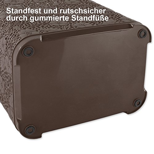 Wäschekorb mit Blumenmuster 50 Liter -atmungsaktiv- mit offen gestalteter Struktur in verschiedenen Farben (Braun) - 4
