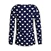 ELFIN® Women Blouses Spring Autumn Heart Printed Casual Shirts Three Quarter Lantern sleeve Chiffon Blouse(Dark Blue/Small)