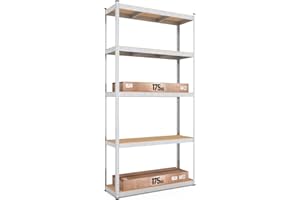 ‎BAUDIM baudim - Metallregal: Flexibles Stahlregal für Lager und Keller. Robustes Steckregal mit anpassbaren Böden. Lastenregal 750kg 5 MDF-Böden verzinkt, 200x120x50cm