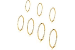 COYUN 7 Pezzi Anelli Impilabili In Acciaio Inox Da Donna, Thin Plain Band Rings Stackable Knuckle Rings, Comfort-Fit 3/4/5/6/7/8/9-D'oro