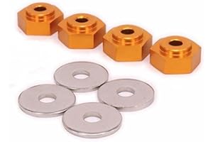KEEDA Lot de 4 adaptateurs hexagonaux pour jantes en alliage d'aluminium 12 mm 17 mm pour voiture HSP 1/10 RC Buggy Monster Bigfoot Truck peuvent utiliser des roues de 1/8 (or)