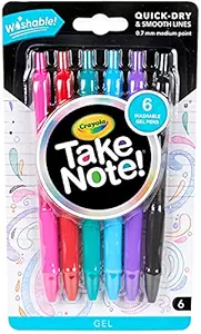 Crayola Take Note Washable Gel Pens, Quick Dry, 6 Count