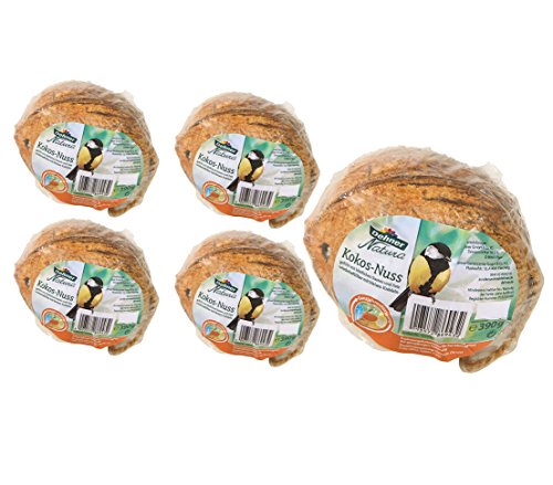 Dehner Natura Wildvogelfutter, Kokosnuss, 5 Stück (1.95 kg)