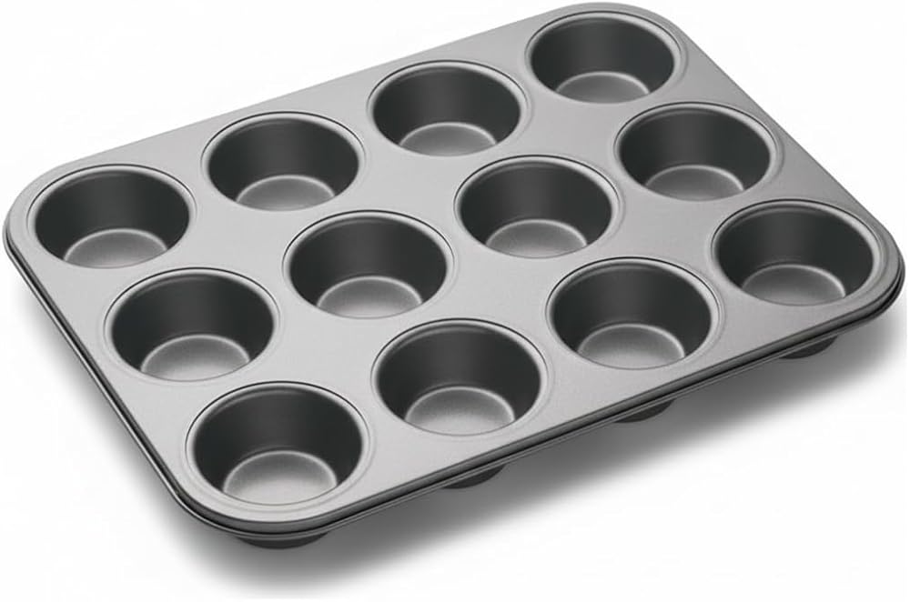 12’li Muffin & Cupcake Pişirme Kalıbı – Yapışmaz Kaplama, Isıya Dayanıklı Metal Fırın Tepsisi, Kek ve Cupcake Pişirme Tavası