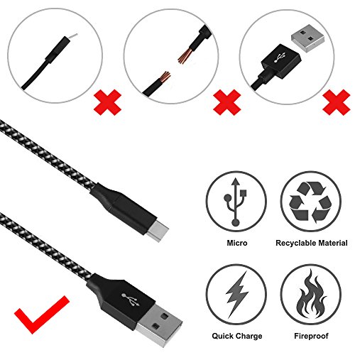 C  ble USB C Nylon 2M USB 3 0A  Nasharia  3 Pack  1M 2M 2M  tress   en nylon chargeur Type C Connecteur Ultra R  sistant en Aluminium pour Samsung Galaxy S9 A3 5 2017  A7 A9 C5 Note7 C9Pro  Nouveau Macbook Pro  ChromeBook Pixel  Huawei P10 P9 Oneplus 2 3 3T  Sony Xperia X Compact  Nexus 5X 6P et D autres Dispositifs qui Supportent USB C Noir Carbone -Nouvelle Version 