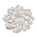 Winrembrandt Silver Faux Pearl Flower Diamond Crystal Decorative Brooches Rhinestones Flower Petals Brooches Clips Wedding Bridal Party