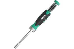 Tournevis à cliquet avec 12 TX, PH, SL et embouts hexagonaux 3-20 mm dans le manche de WIESEMANN 1893 I Tournevis avec cliquet et porte-embout magnétique I Série ENSURE I 81307