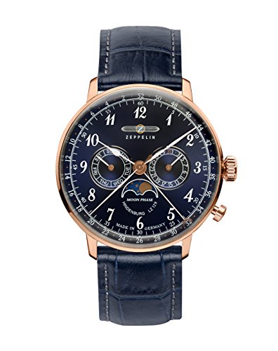 Zeppelin Unisex Quartz Watch with Chronograph Quartz Leather 7038 3