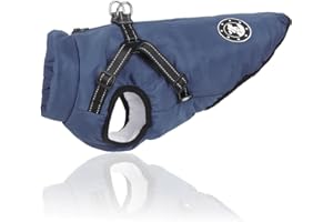 LUOWAN Dog Coat, Dog Coat with Harness, Dog Coats Waterproof, Dog Jacket Winter Vest Warm Fleece Clothes for Small Medium Large Dog