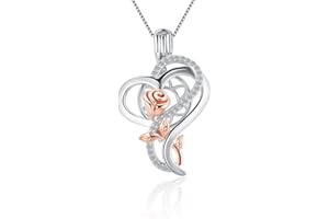 LGSY Rose Heart Cage Pendants for Pearl Jewelry Making Sterling Silver, Design Pearl Cage Pendants for Adorable Gift, Metal, Cubic Zirconia