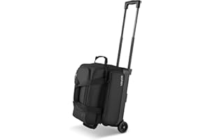 VEVOR Sac de Bowling à roulettes, Valise de Transport pour 2 Boules, avec Compartiment pour Chaussures, Poche pour Accessoires Surdimensionnée et Poignée Rétractable Extensible, Transport, Noir