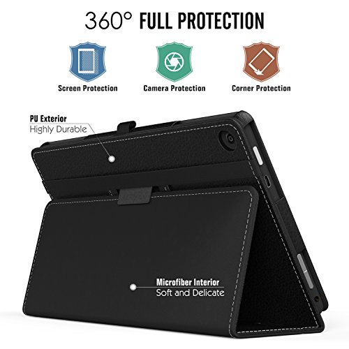 MoKo Hülle für Fire HD 8 2016 – Kunstleder Ständer Schutzhülle Smart Cover mit Auto Schlaf / Wach Funktion und Stift-Schleife für Fire HD 8 Tablet (6. Generation – 2016), Schwarz - 3