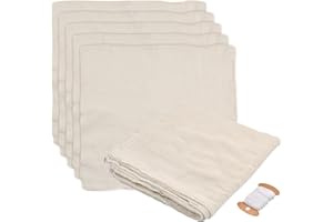 RIVLOP 10Stück Passiertuch Käsetuch Quadratisch Filtertuch, 50 x 50cm Weicher Baumwolle Tuch Seihtuch mit Karte Kochschnur, Leinentuch Küche Dampftuch für Käse Beeren Nussmilch Obstsaft Joghurt Tofu