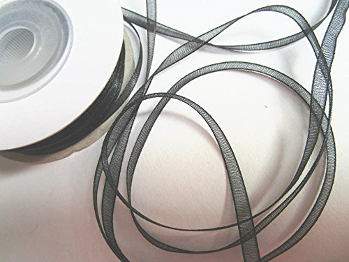 50 m Organza -Schleifenband in 3 mm Breite mit Webkante (Schwarz) - 2